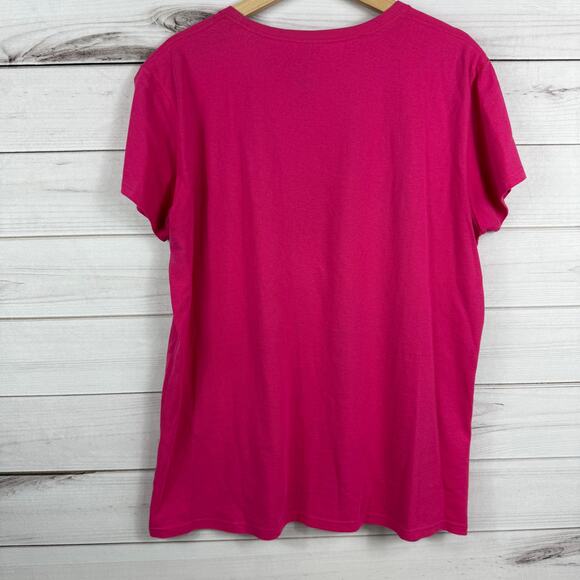 Womens Graphic Tee Like a Good Neighbor Stay Over There Short Sleeve Pink XL - Picture 4 of 6